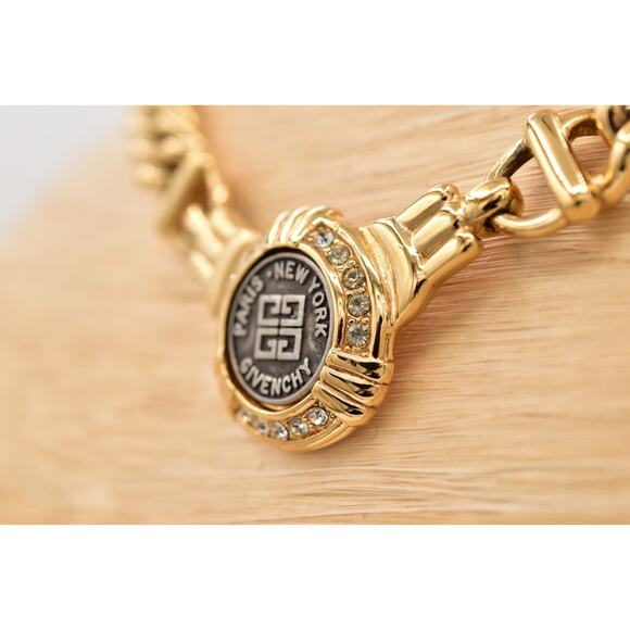 Givenchy Vintage Coin Medallion Collar Necklace Chunky Curb Gold Signed BinBM - Picture 10 of 12